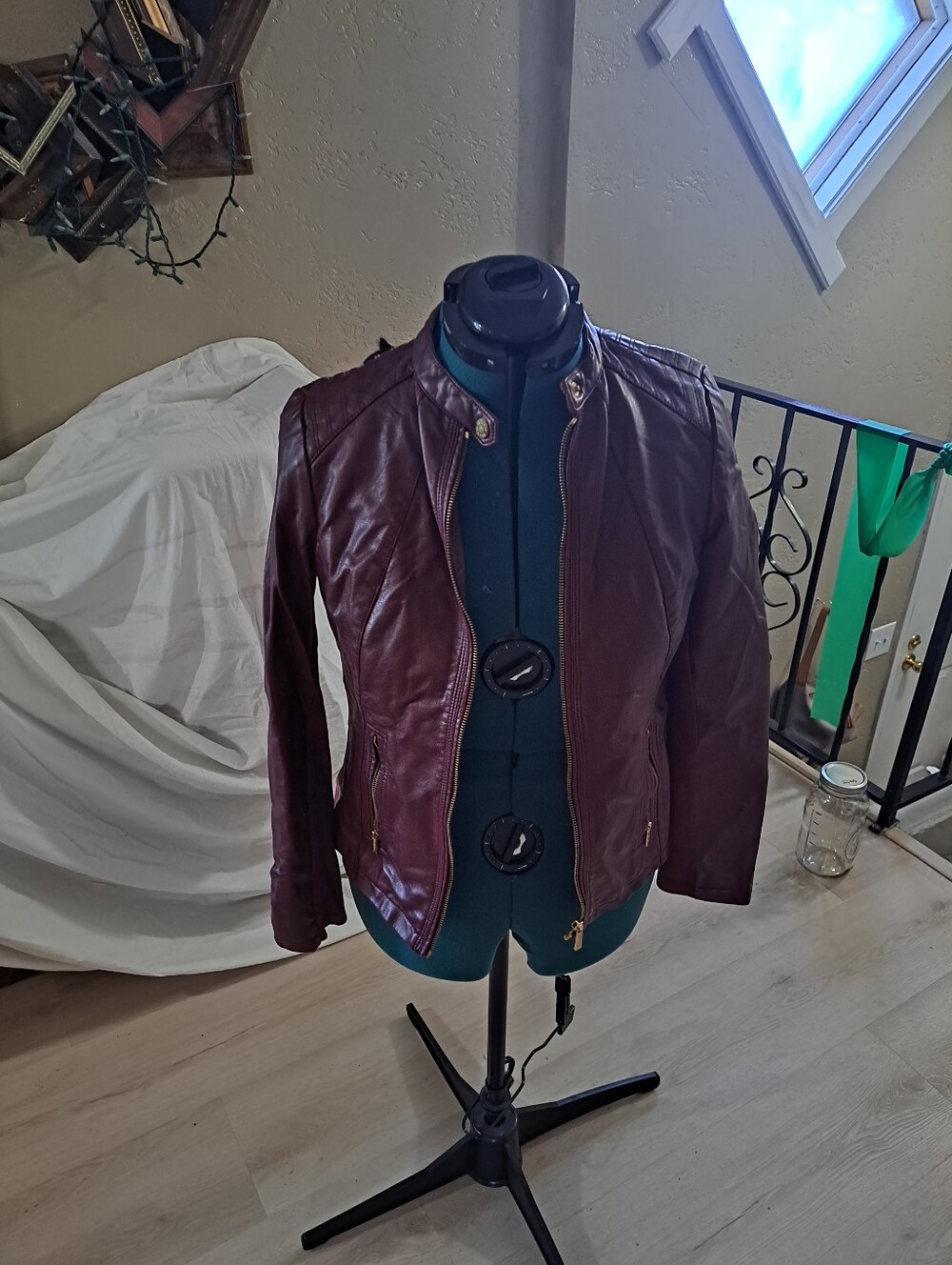 Ellen Tracy Plum Leather-Like Jacket